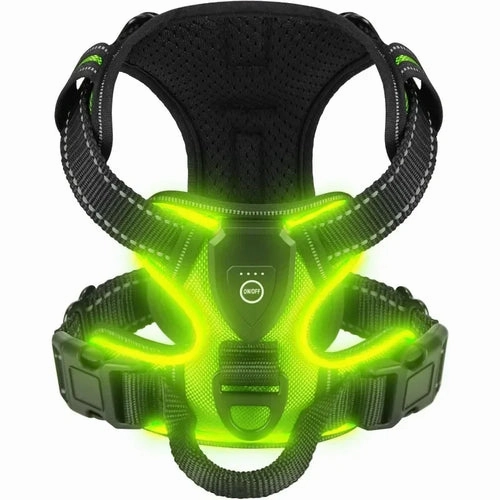 LED Light Up Dog Harness No Pull Adjustable Rechargeable Pet Vest