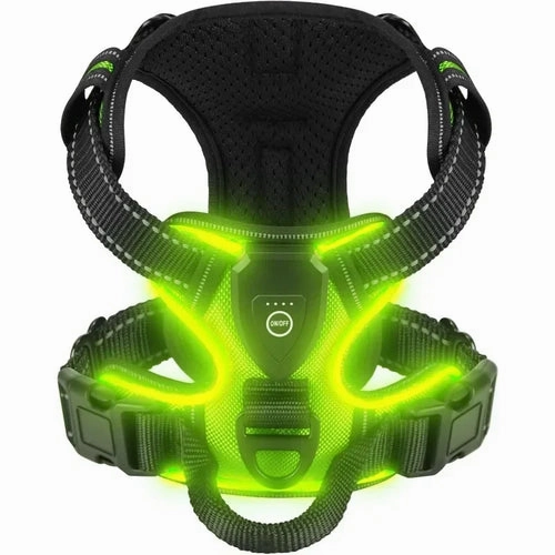 LED Light Up Dog Harness No Pull Adjustable Rechargeable Pet Vest