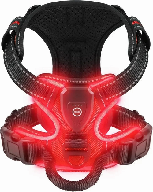 LED Light Up Dog Harness No Pull Adjustable Rechargeable Pet Vest