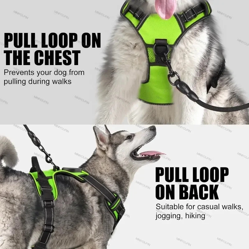 LED Light Up Dog Harness No Pull Adjustable Rechargeable Pet Vest