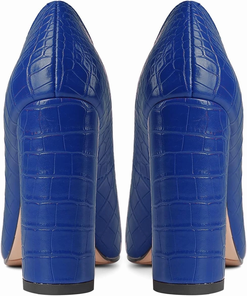 LEHOOR Women Chunky High Heel Pumps Pointed Toe Animal Print Suede Closed Toe Sandals 4 Inch Block Heel Slip On Dress Pumps Shoes Sexy Chic Office Ladies Evening Party 4-11 M US
