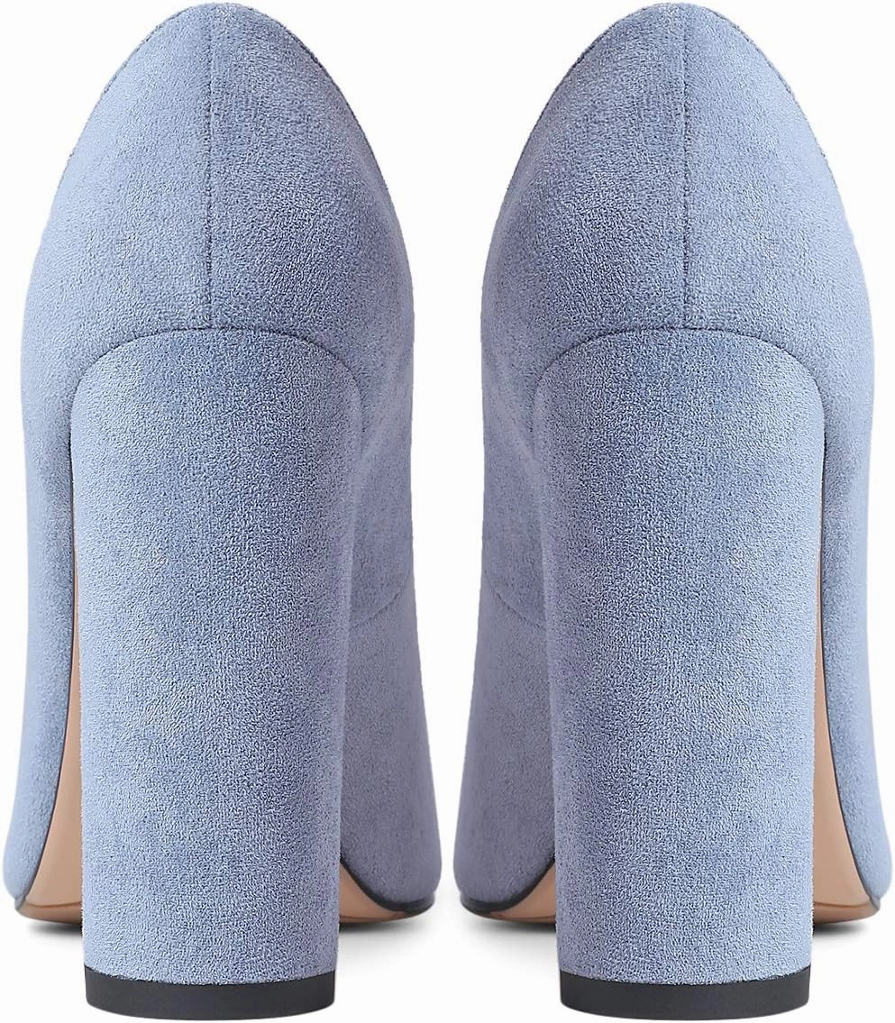 LEHOOR Women Chunky High Heel Pumps Pointed Toe Animal Print Suede Closed Toe Sandals 4 Inch Block Heel Slip On Dress Pumps Shoes Sexy Chic Office Ladies Evening Party 4-11 M US
