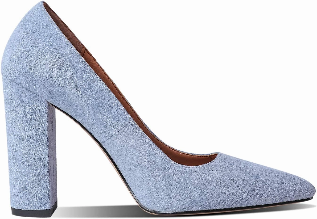 LEHOOR Women Chunky High Heel Pumps Pointed Toe Animal Print Suede Closed Toe Sandals 4 Inch Block Heel Slip On Dress Pumps Shoes Sexy Chic Office Ladies Evening Party 4-11 M US