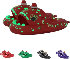 LELEBEAR Luminous Shark Slippers, Spooky Glow In The Dark Slides For Men & Women, Christmas Shark Slides