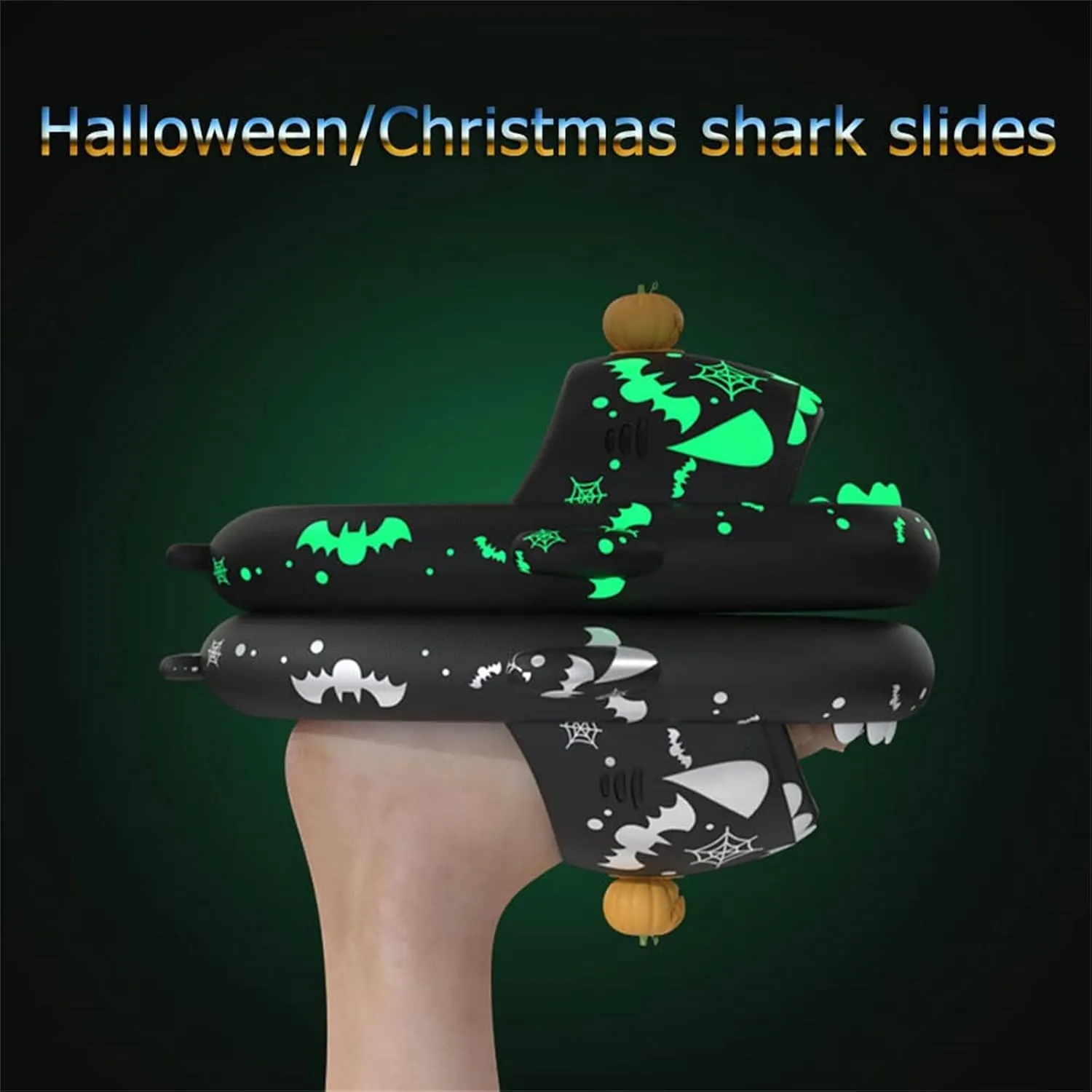 LELEBEAR Luminous Shark Slippers, Spooky Glow In The Dark Slides For Men & Women, Christmas Shark Slides