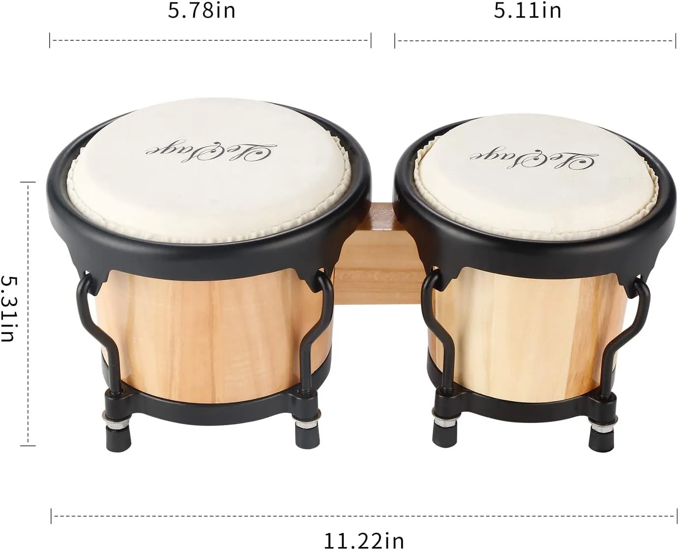 LeSage Bongos Drum for Adults Kids Beginner Bongos Starter 4 in and 5 in Natural Wood Professional Musical Instruments Bongos Drums Set Real Skin Drum Head Child Bongos