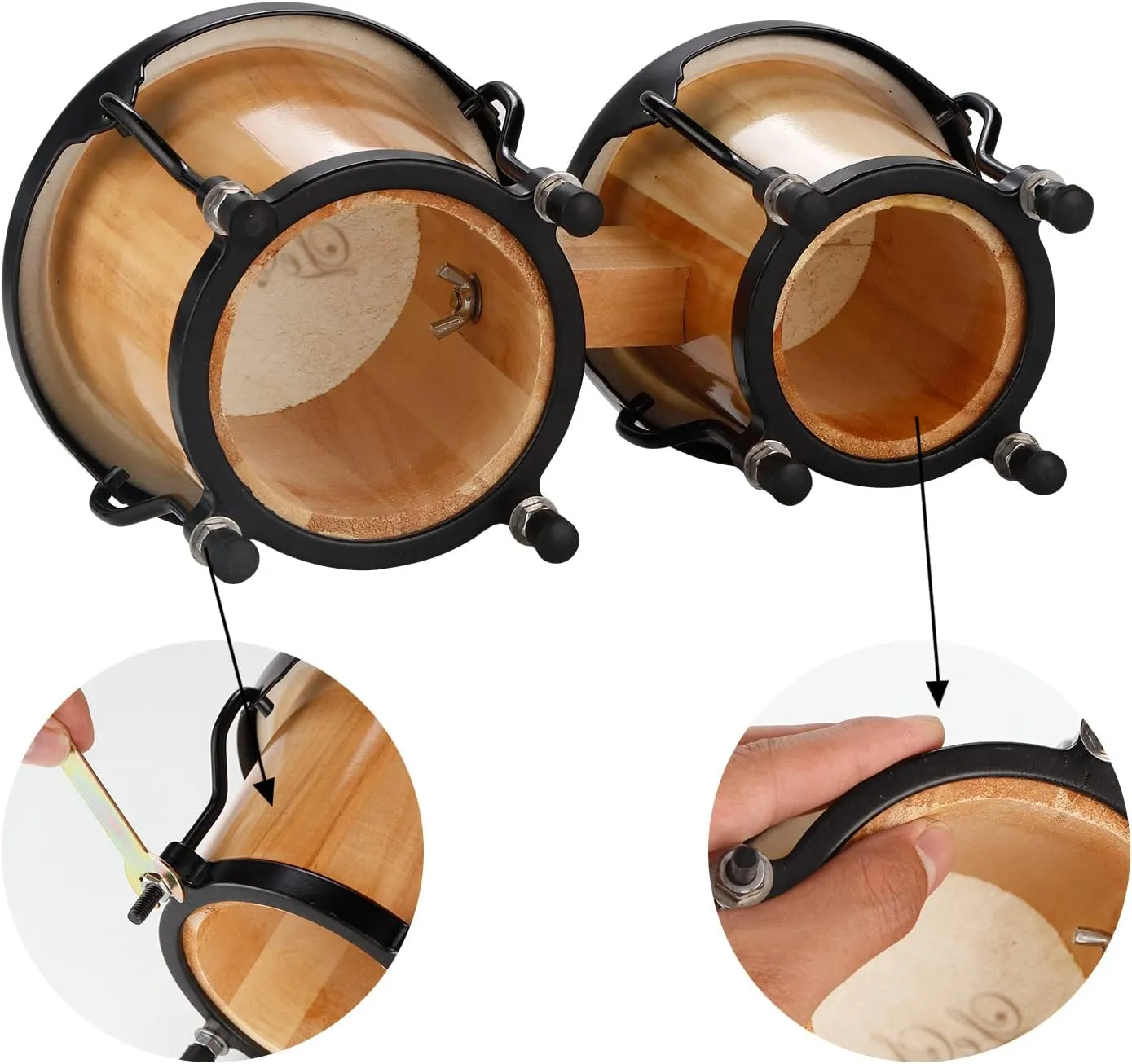 LeSage Bongos Drum for Adults Kids Beginner Bongos Starter 4 in and 5 in Natural Wood Professional Musical Instruments Bongos Drums Set Real Skin Drum Head Child Bongos