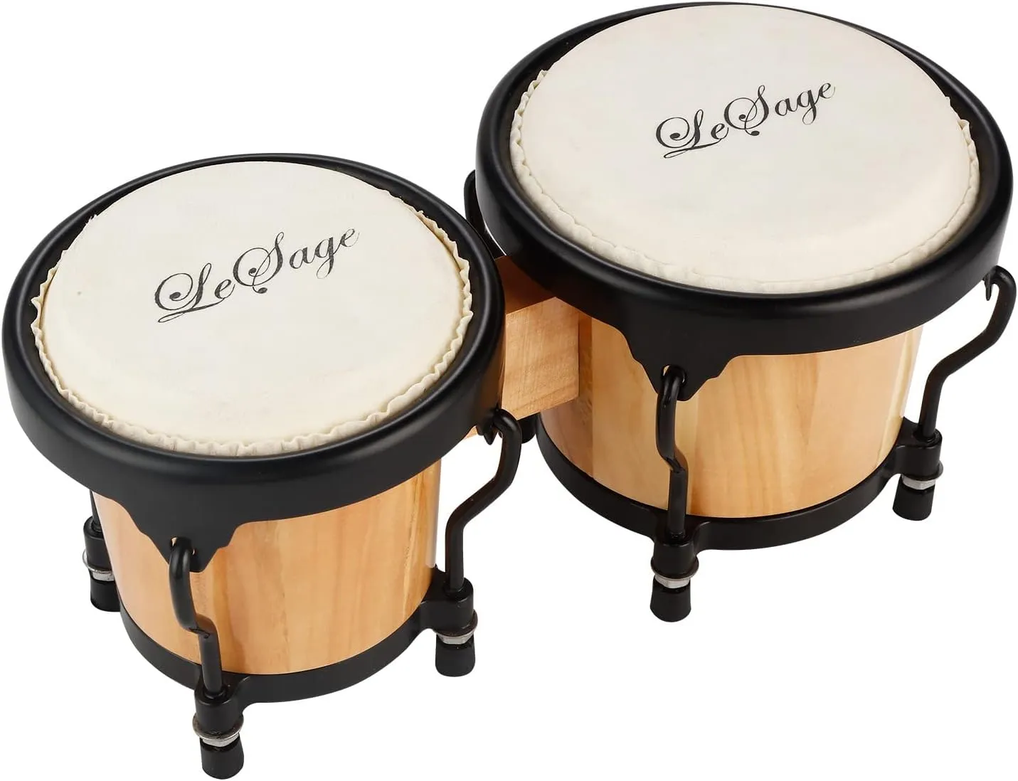 LeSage Bongos Drum for Adults Kids Beginner Bongos Starter 4 in and 5 in Natural Wood Professional Musical Instruments Bongos Drums Set Real Skin Drum Head Child Bongos