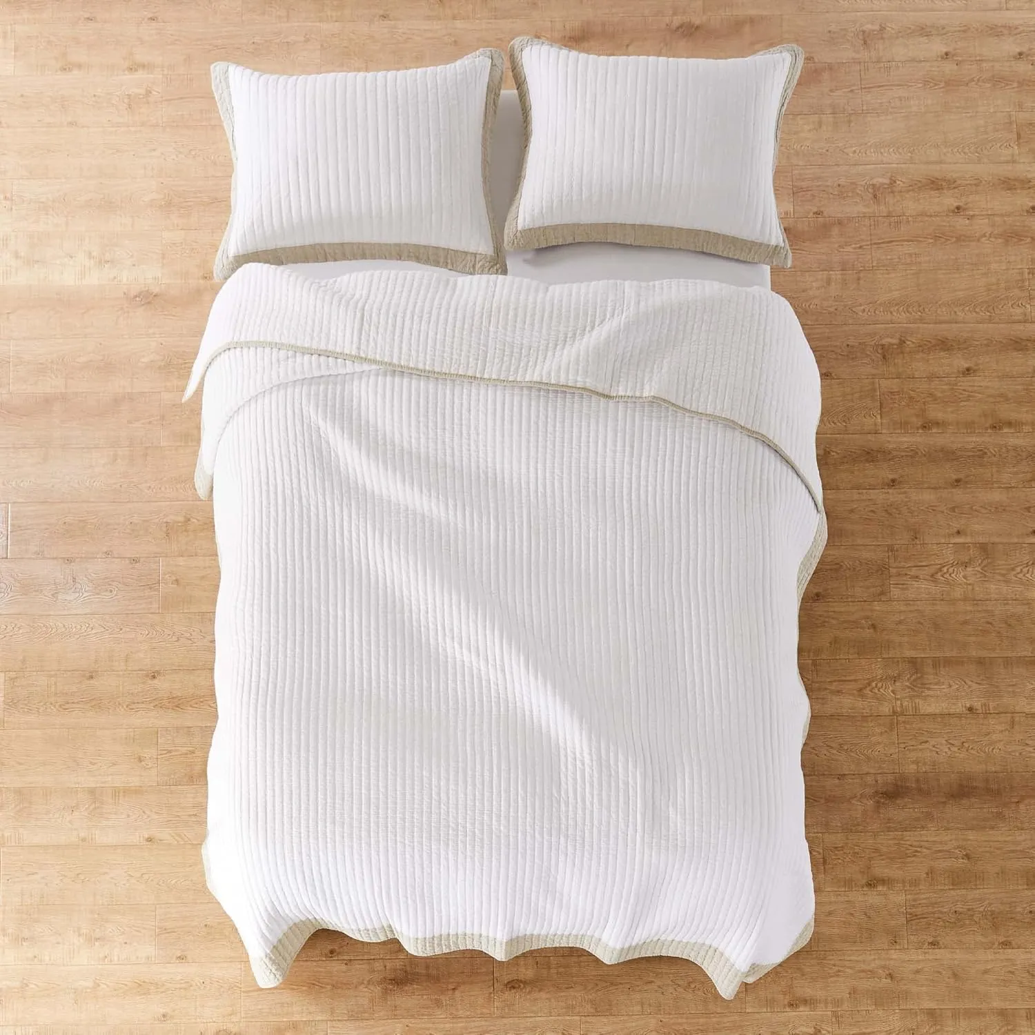 Levtex Home Adobe Border King Cotton Quilt Set, White