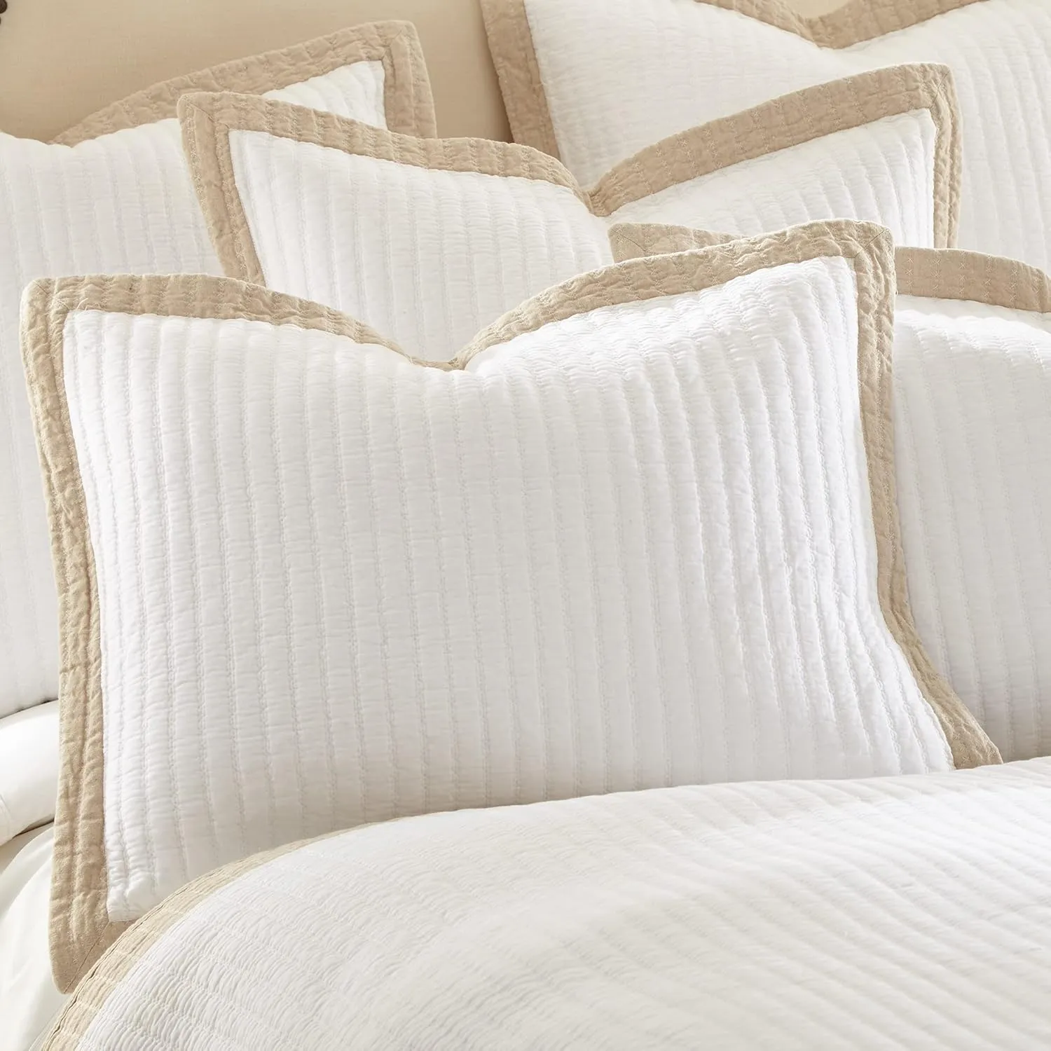 Levtex Home Adobe Border King Cotton Quilt Set, White