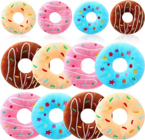 Leyndo 12 Pcs Fake Donut Plush Toys 5 Inch Donuts Party Decorations Sweet Party Favors Birthday Supplies, 4 Styles