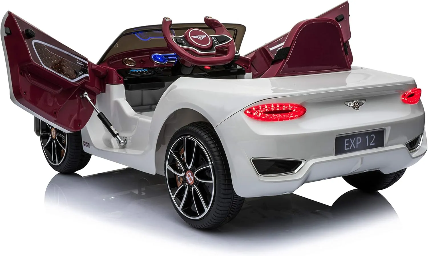 Licensed Bentley EXP12 Kids Ride on Toy Car, 12V Battery Powered Children Electric 4 Wheels w/Parent Remote Control, Foot Pedal, 2 Speeds, Music, Aux, LED Headlights (White)