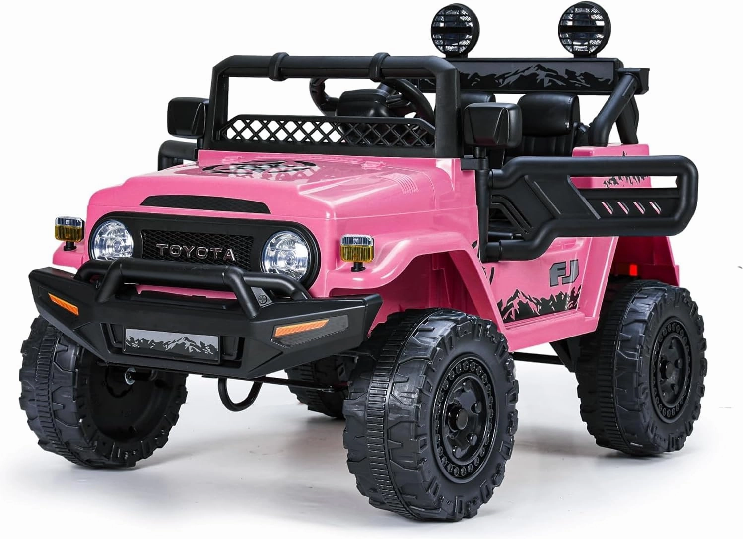 Licensed FJ Cruiser 12V 7AH Ride On Truck, Electric Car for Toddlers w/Remote Control, LED Lights, Spring Suspension, Bluetooth Speaker, FM Radio, Battery Powered Cars for Kids to Drive