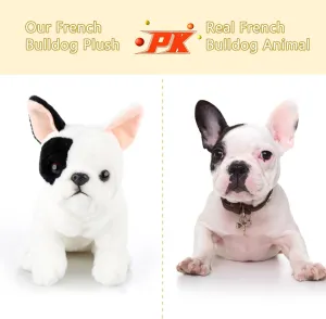 Lifelike French Bulldog Pup Stuffed Animal-Playful Ease Plush Toy-Timeless Companions 10.5 Inches Soft Toy-Pied