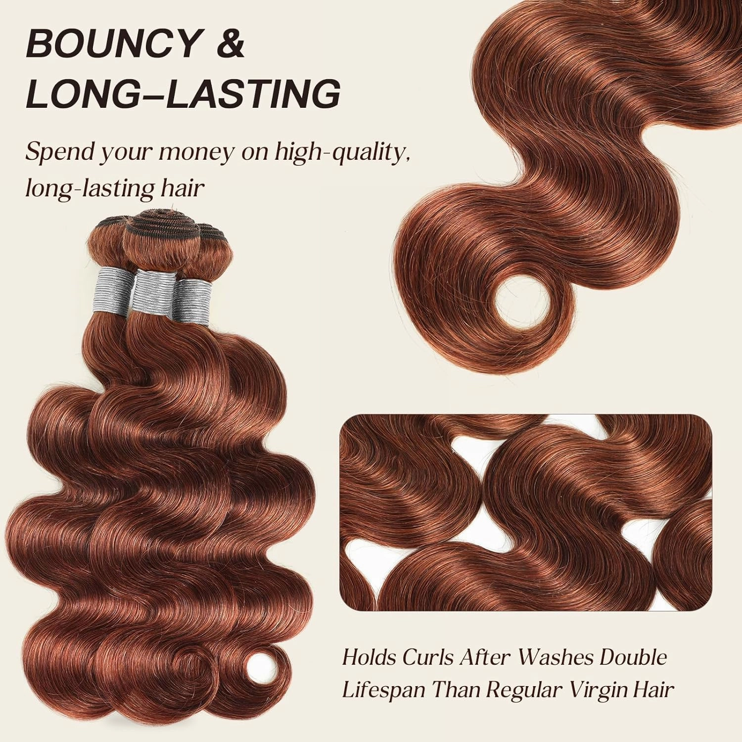 Light Brown Bundles with Closure Human Hair Body Wave, Color 30 Brown Body Wave Bundles   2x6 HD Lace Closure, 12A Virgin Brazilian Remy Hair Sew-In Weave 14 16 18   12 Inch