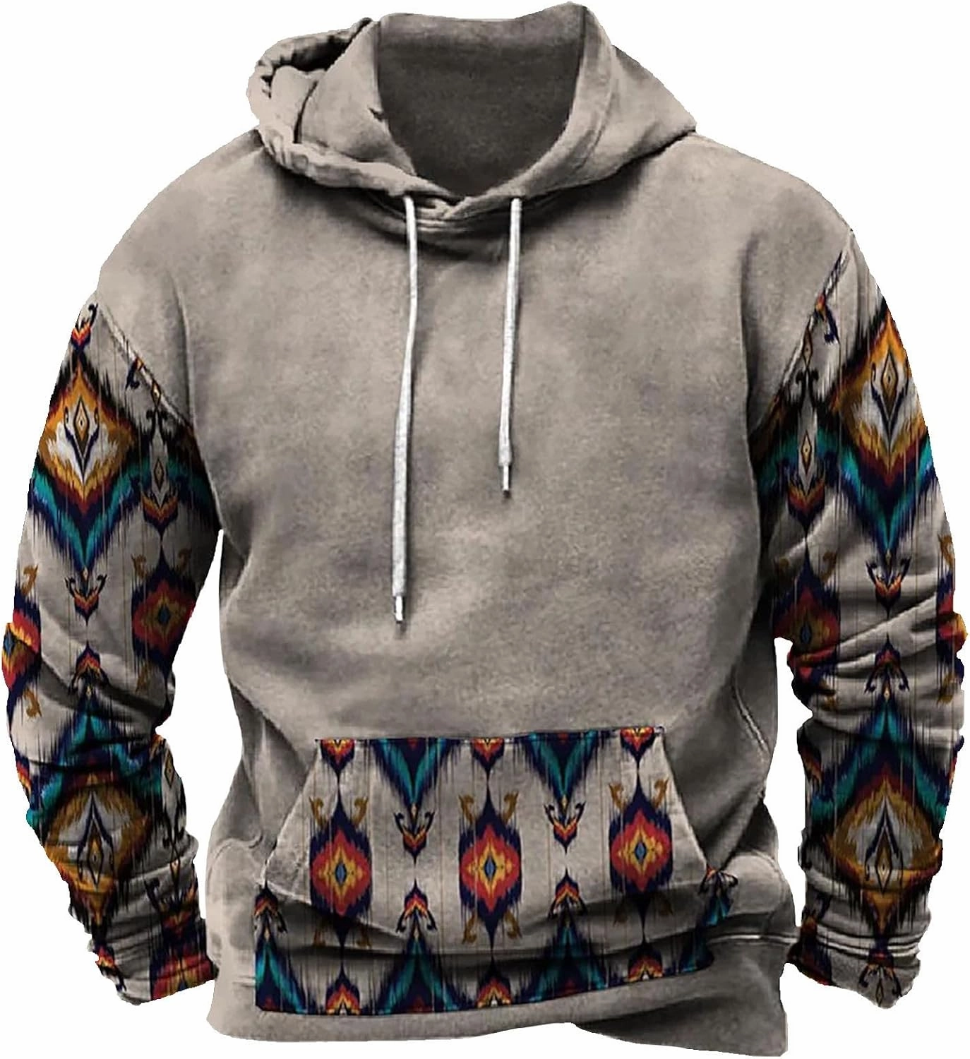 Lightweight Sweatshirts for Men Loose Fit Aztec Ethnic Hooded Pullover Casual Ethnic Print Graphic Western Shirts