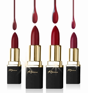 Lipstick Set. Long Lasting Gift Set. Moisturizing Formula, Infused with Vitamin E and Vitamin C. Multi Finish Lip Makeup Cream Gloss & Matte. Pack of 4 Red Collection