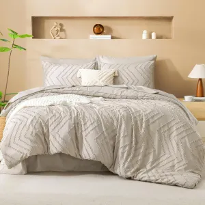 Litanika Oversized King Size Comforter Set with Sheets Oatmeal - 7 Pieces Bed in a Bag Oversized King Boho Tufted Complete Beddding Sets with Comforter, Sheets, Pillowcases & Shams