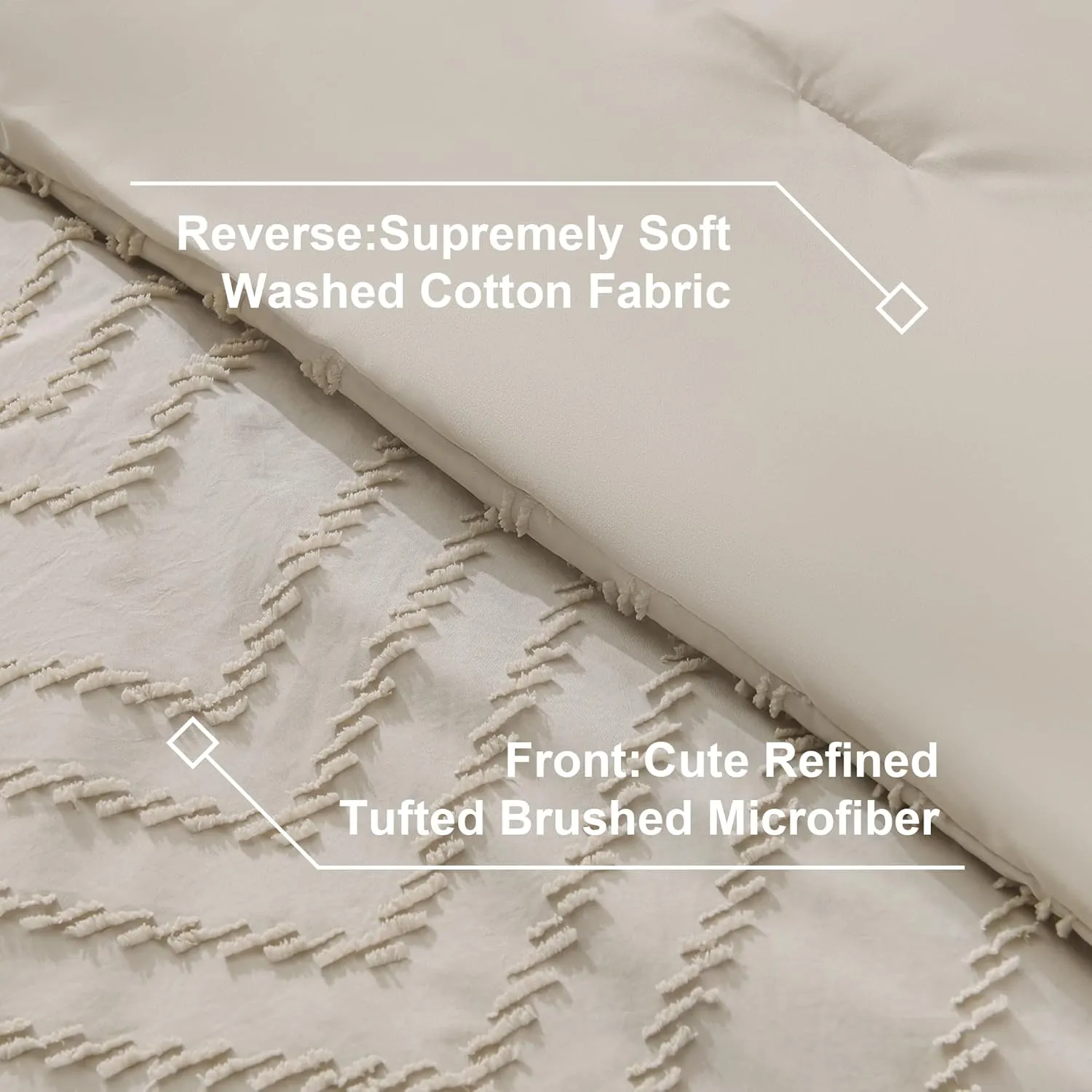 Litanika Oversized King Size Comforter Set with Sheets Oatmeal - 7 Pieces Bed in a Bag Oversized King Boho Tufted Complete Beddding Sets with Comforter, Sheets, Pillowcases & Shams