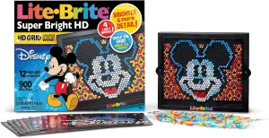 Lite Brite Super Bright HD, Disney Edition - Creative Retro Light-Up Screen – Educational Play for Children, Enhances Creativity, Gift for Boys and Girls Ages 6 