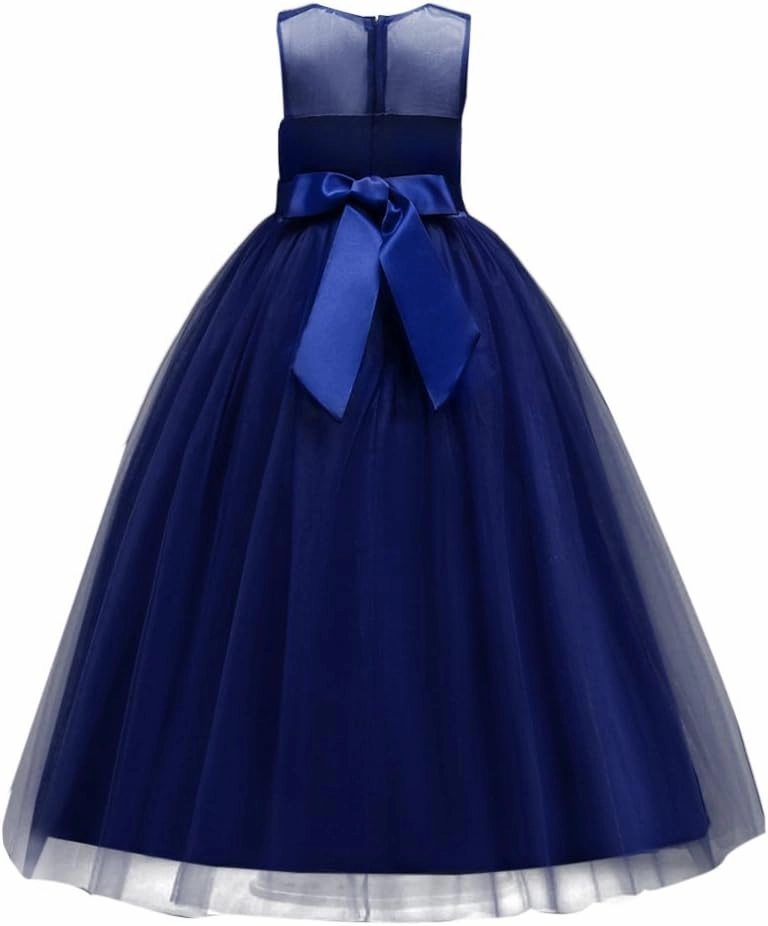 Little Big Girls’Tulle Retro Vintage Dresses Flower Lace Pageant Party Wedding Floor Length Dance Evening Gown