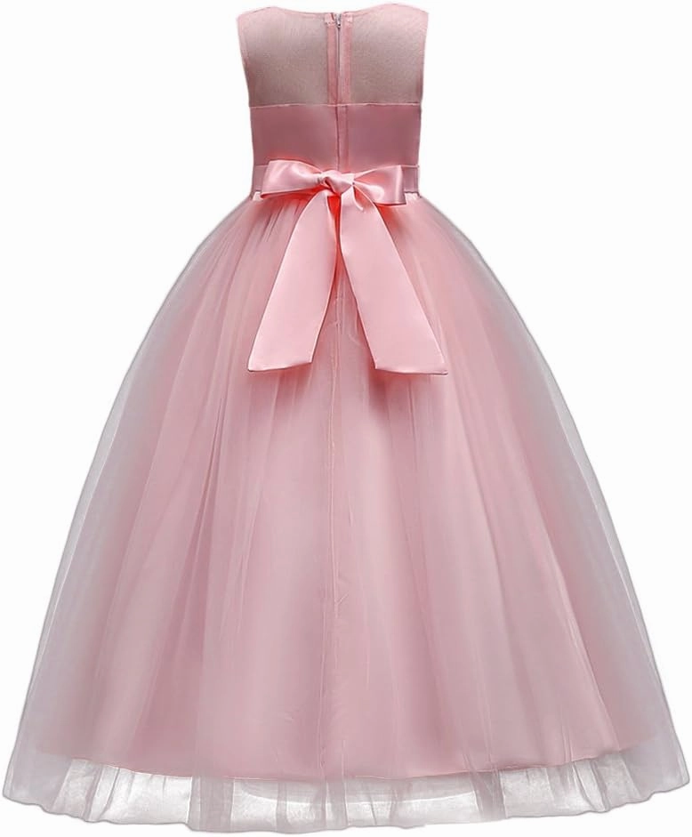Little Big Girls’Tulle Retro Vintage Dresses Flower Lace Pageant Party Wedding Floor Length Dance Evening Gown