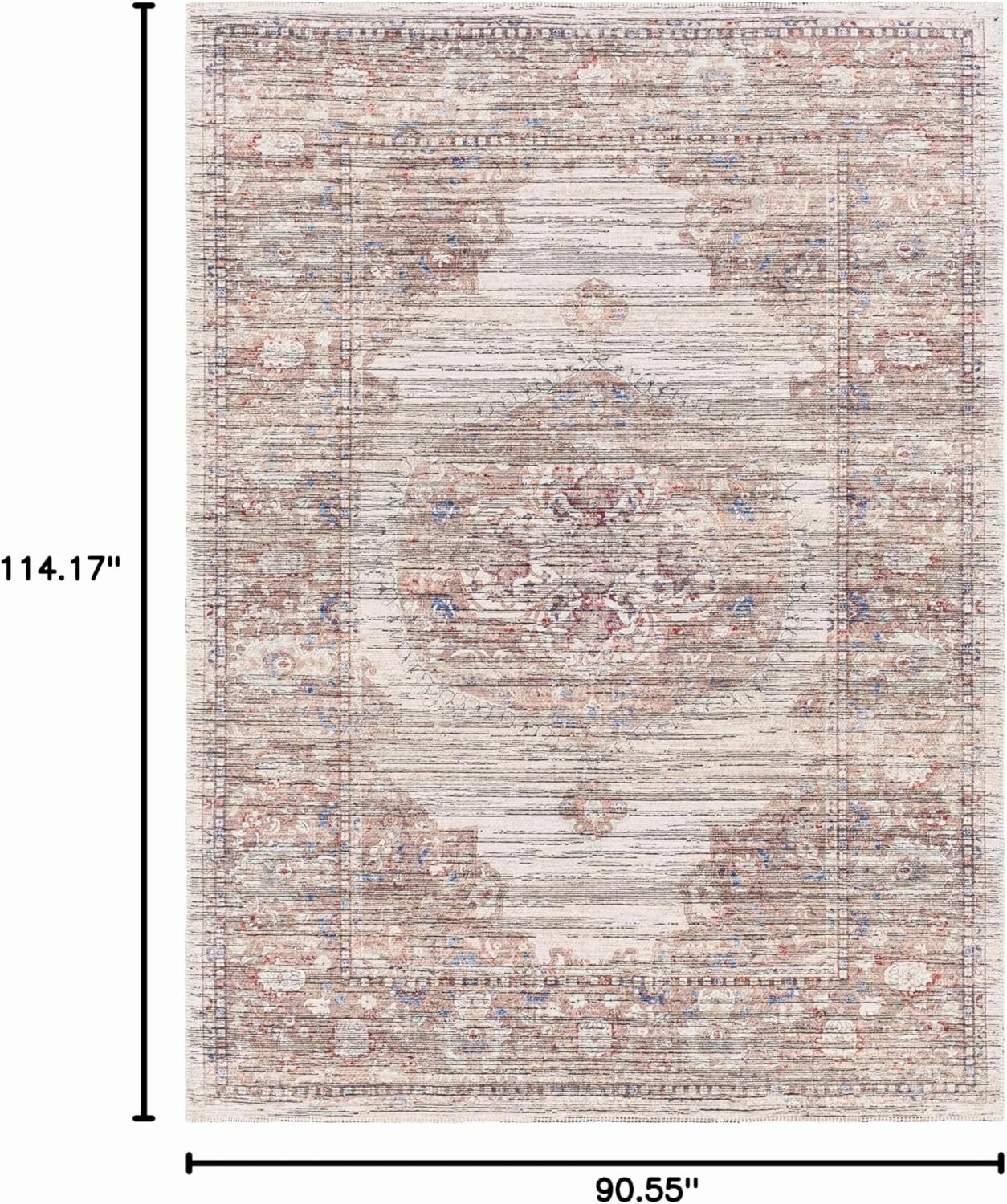 Livabliss Nolita Vintage Washable Area Rug, 7'7" x 9'6", Red/Blue, (8' x 10')