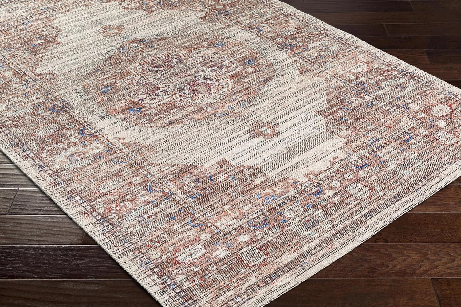 Livabliss Nolita Vintage Washable Area Rug, 7'7" x 9'6", Red/Blue, (8' x 10')