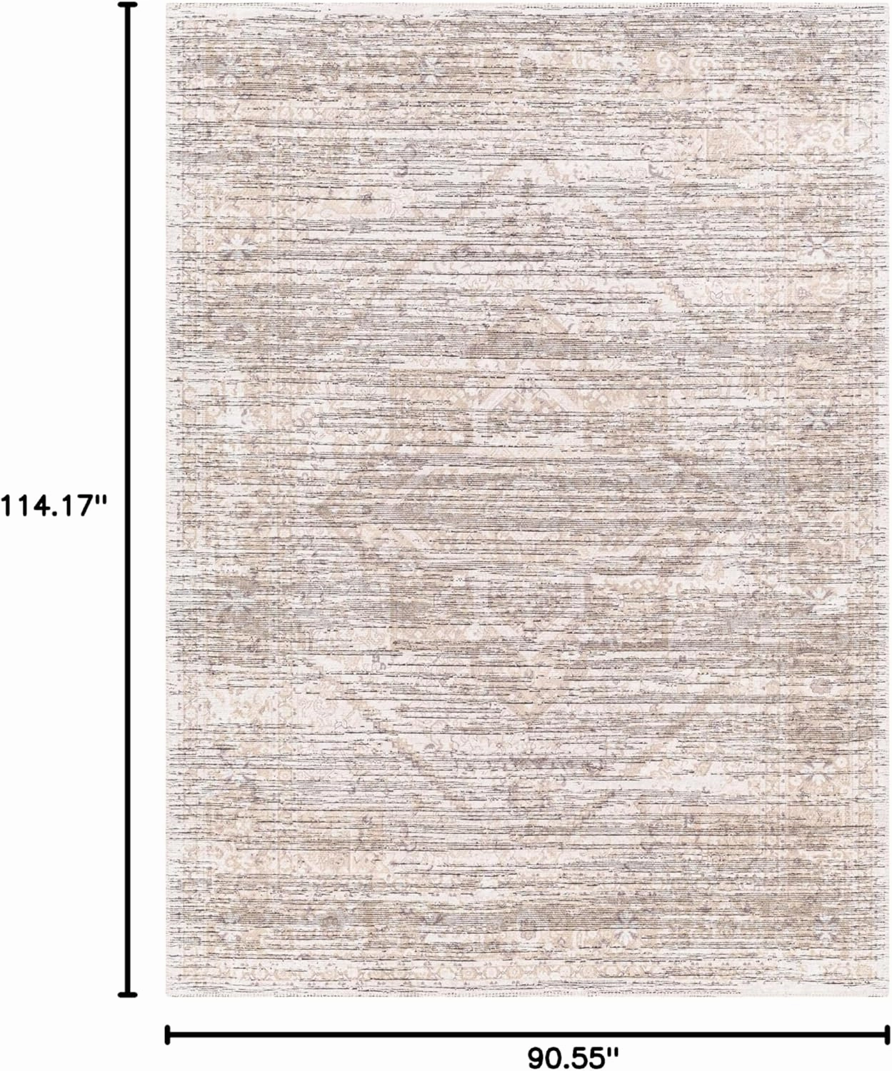 Livabliss Nolita Vintage Washable Area Rug, 7'7" x 9'6", Tan, (8' x 10')