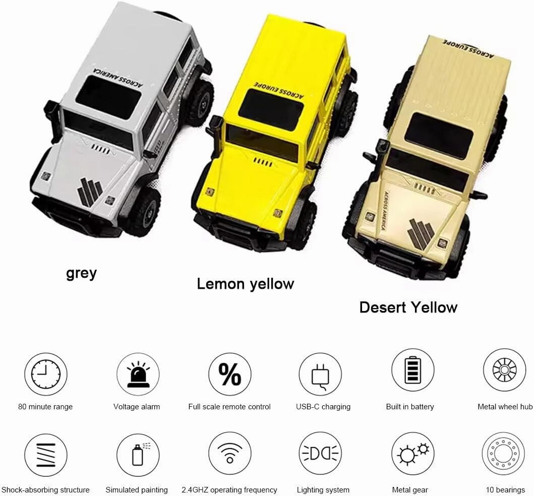 LOCHE RC Climbing Car, X43 1/43 RC Electric Mini Climbing Vehicle Remote Control Car, High Speed 2.4G All Terrain Off-Road Truck Toy Gifts for Boys and Adults - RTR Version