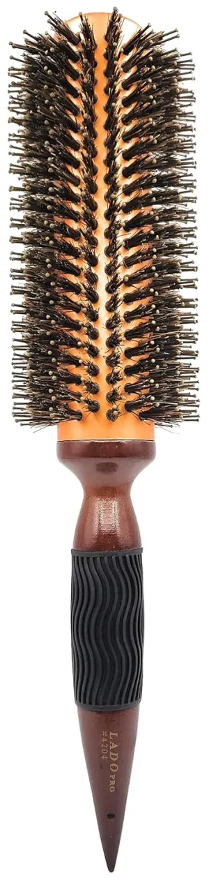 Long Gold Barrel Double Nylon & Boar Bristle Round Wood Hair Brush (Extra Large, 2 3/4 inch)