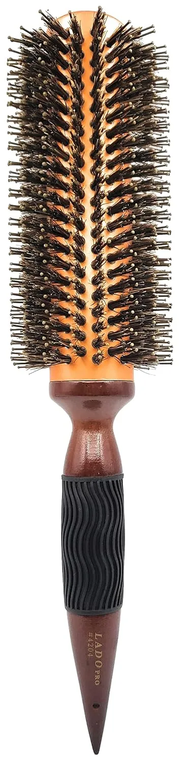 Long Gold Barrel Double Nylon & Boar Bristle Round Wood Hair Brush (Extra Large, 2 3/4 inch)