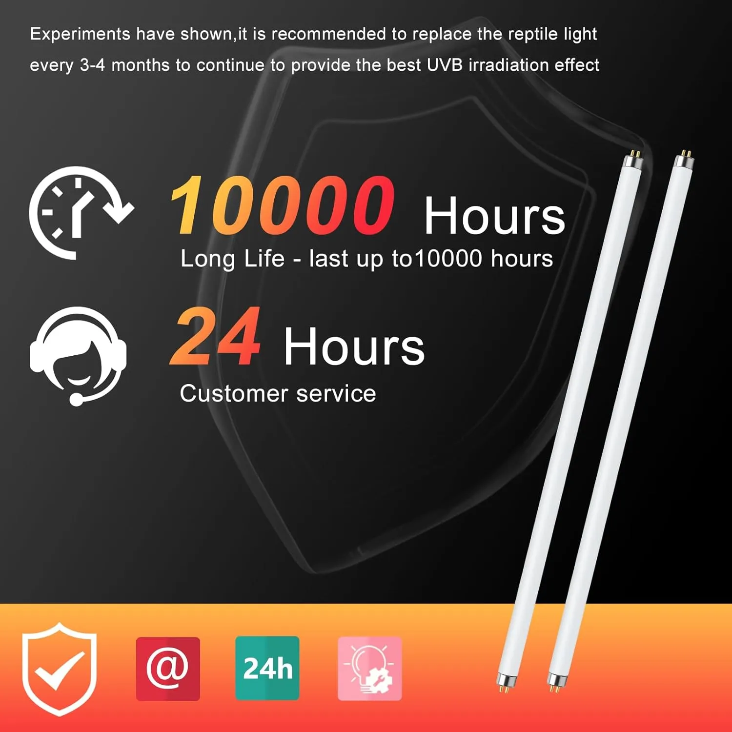 LUCKY HERP 2 Pack T5 UVB 10.0 Reptile Light 8W, UVA UVB Fluorescent Lamp Tube, UVB Lighting Bulb for Turtles, Chameleon, Tortoises, Lizard