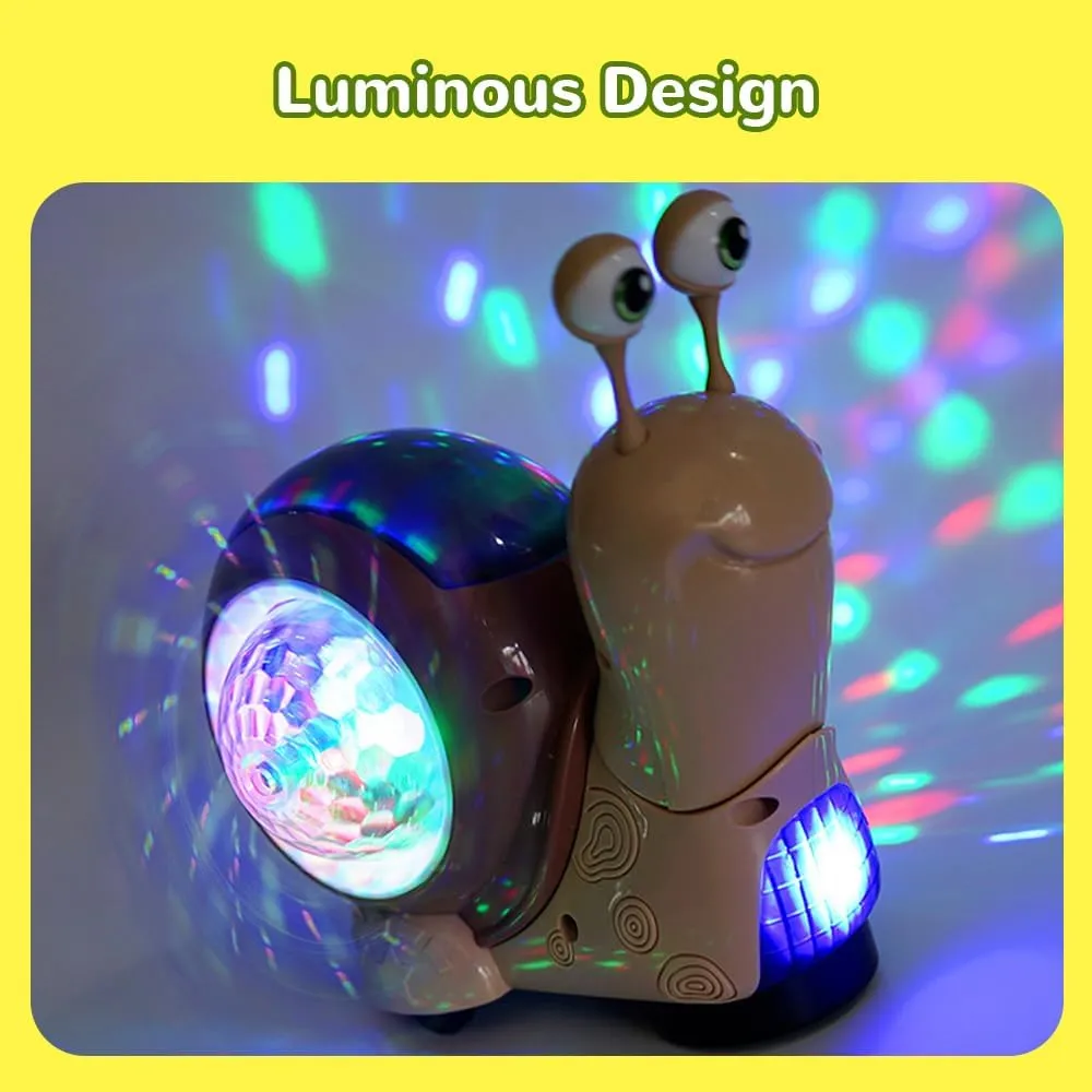 Luminous Snail Toy, 2025 New Crawling Snail Toys, Cute Electric Tummy Time Dancing Musical Light up Snail Toy Sensory (2 Pcs)