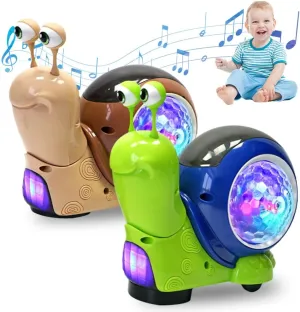 Luminous Snail Toy, 2025 New Crawling Snail Toys, Cute Electric Tummy Time Dancing Musical Light up Snail Toy Sensory (2 Pcs)