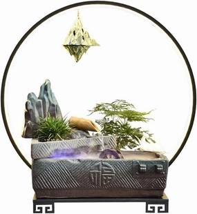 LUNIZ Waterfall Fountain Tabletop Water Fountain Relaxation Waterfall Feature - Waterfall with Water Flow for Home or Office Space 20.0-Inch for Home Office
