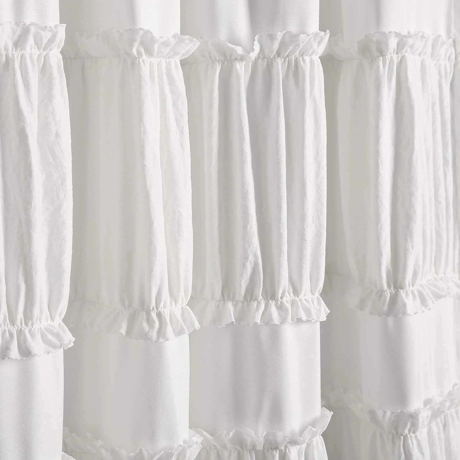 Lush Decor Nova Ruffle Window Curtain Panel Pair, 42"W x 84"L, White