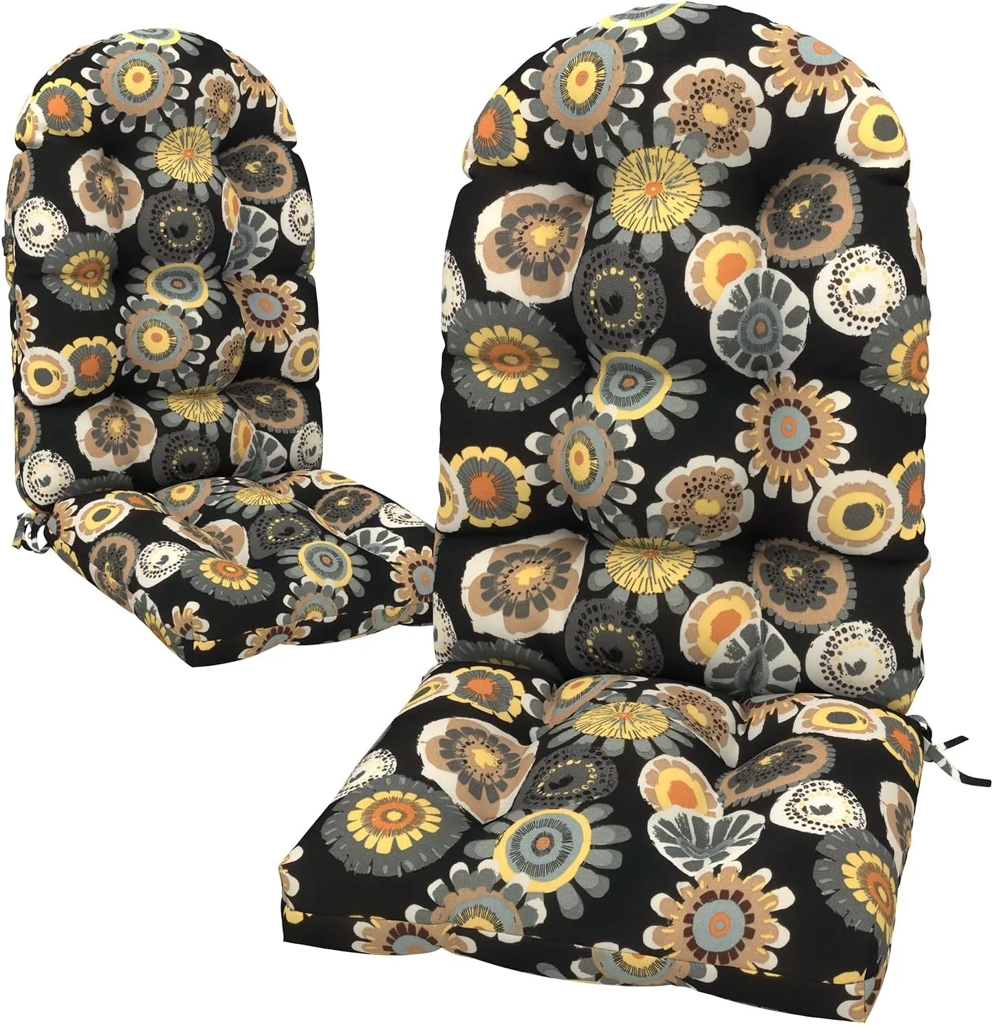 LVTXIII Outdoor Adirondack Chair Cushions, 44x19x4 Inch Non-Slip High Back Rocking Chair Cushion, Tufted Patio Lounge Cushion Seat Cushion, Set of 2, Black Yellow Crosby