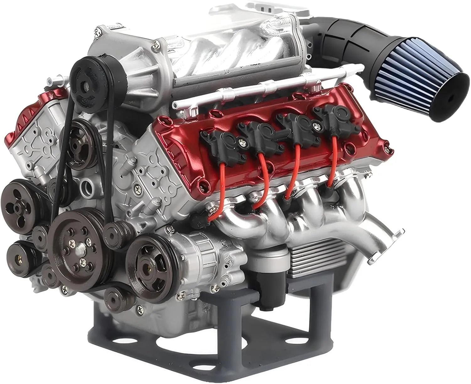 MAD Cison Mini V8 Engine Kit That Runs - Small Engine Building Kit for Adults, Suit for RC Cars AX90104 SCX10 Capra VS4-10 Pro/Ultra, Simulation Toy (With Supercharger)