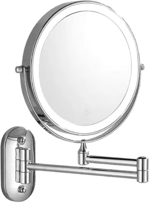 Makeup Mirror Vanity Mirror 8-inch Wall-Mounted Vanity Mirrors,Double-Sided Mirror Fill Light Makeup Mirror LED Color Temperature Control 3 Colors Dimming Cosmetic Mirror