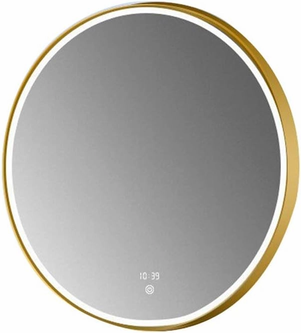 Makeup Mirror, Makeup Mirror Round Wall Mount Lighted Mirror,Smart Vanity Mirror with Lights Metal Framed Hanging Mirror for Bathroom and Living Room Wall-Mounted Vanity Mirrors