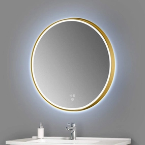 Makeup Mirror, Makeup Mirror Round Wall Mount Lighted Mirror,Smart Vanity Mirror with Lights Metal Framed Hanging Mirror for Bathroom and Living Room Wall-Mounted Vanity Mirrors