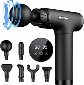 Massage Gun, Massage Gun Deep Tissue, Handheld Back Massager for Athletes, Percussion Muscle Massager with 6 Attachments & 30 Speed（Black）