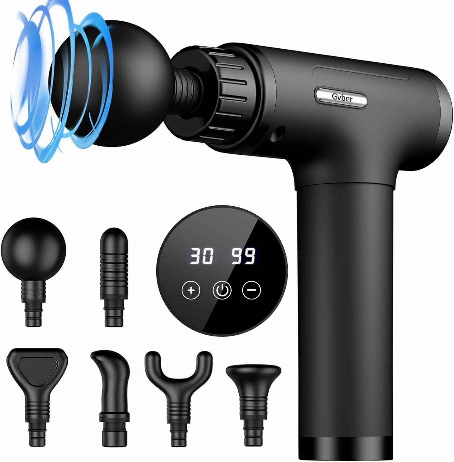 Massage Gun, Massage Gun Deep Tissue, Handheld Back Massager for Athletes, Percussion Muscle Massager with 6 Attachments & 30 Speed（Black）
