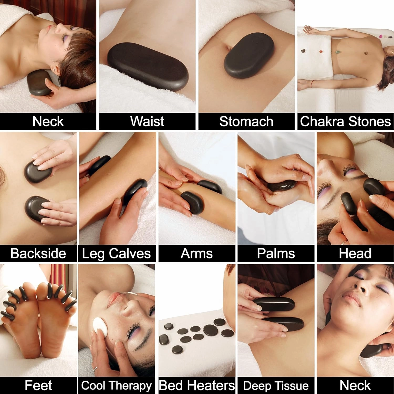 Master Massage 60-Piece Deluxe Hot Stone Set Including Basalt Volcano Rocks, Marble Cold Stones, and Chakra Balancing Tools - Ultimate All-in-One Package Kit for Hot Stone Massage Therapy