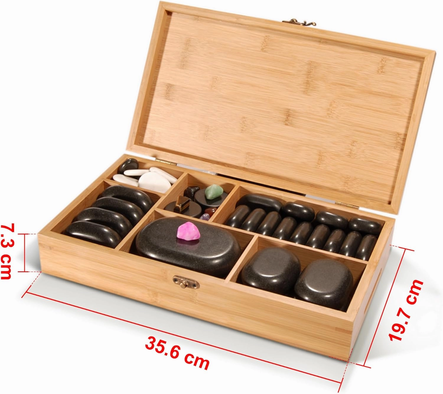 Master Massage 60-Piece Deluxe Hot Stone Set Including Basalt Volcano Rocks, Marble Cold Stones, and Chakra Balancing Tools - Ultimate All-in-One Package Kit for Hot Stone Massage Therapy