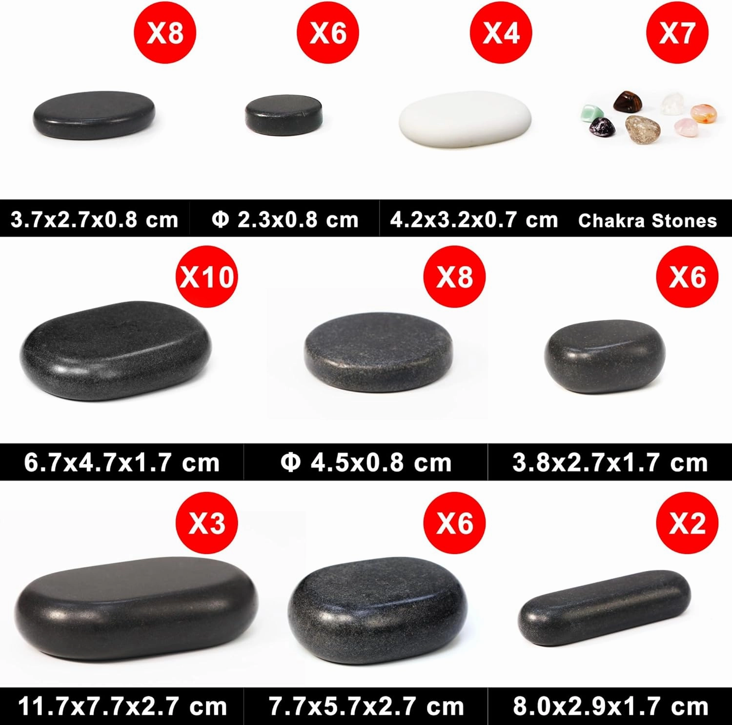 Master Massage 60-Piece Deluxe Hot Stone Set Including Basalt Volcano Rocks, Marble Cold Stones, and Chakra Balancing Tools - Ultimate All-in-One Package Kit for Hot Stone Massage Therapy