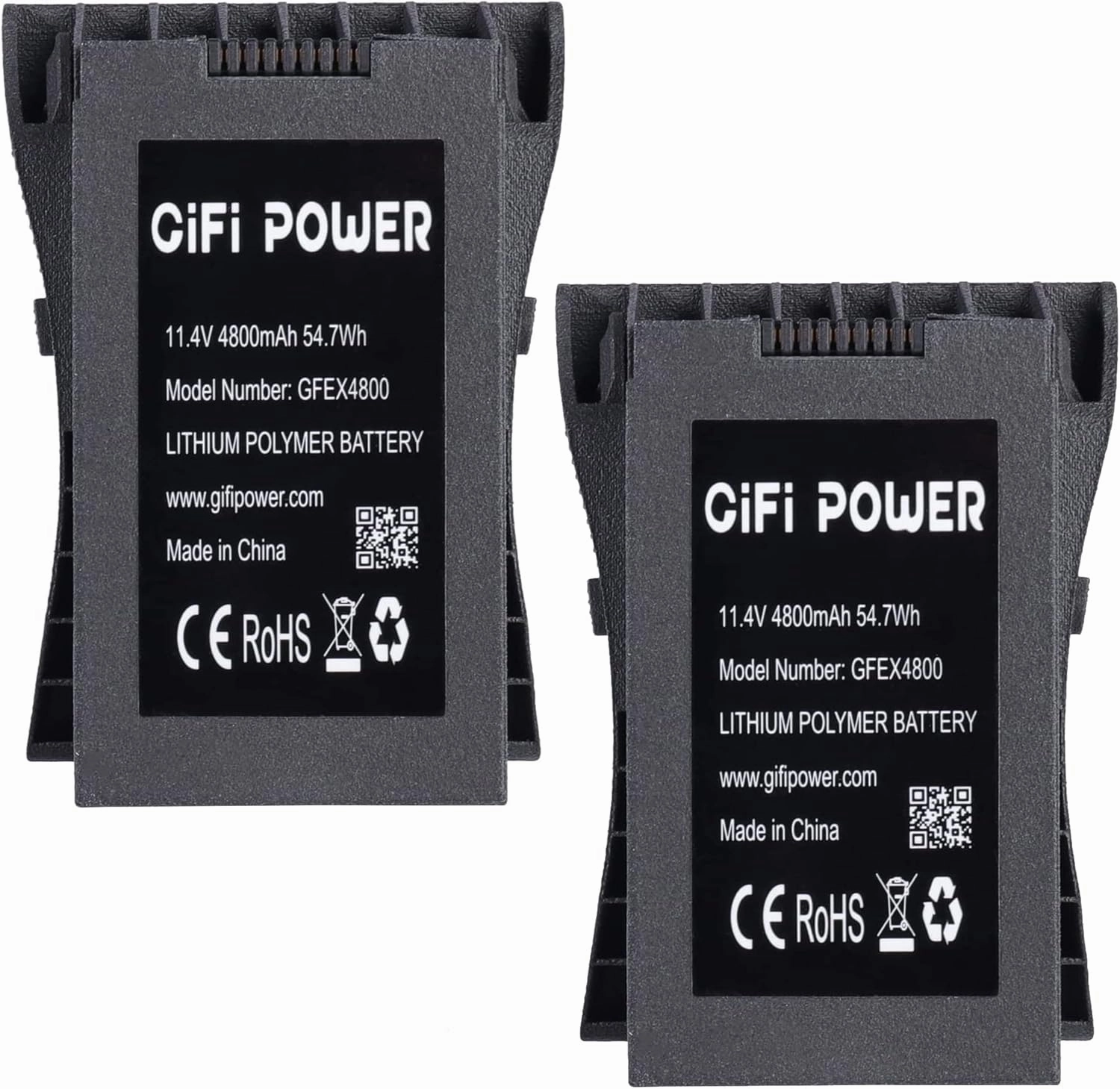 MaximalPower Mini Intelligent Flight Battery 11.4V 4800mAh Drone Battery for Eachine EX4 Pro, JJRC X12, CFly Faith Drone (2 Pack)