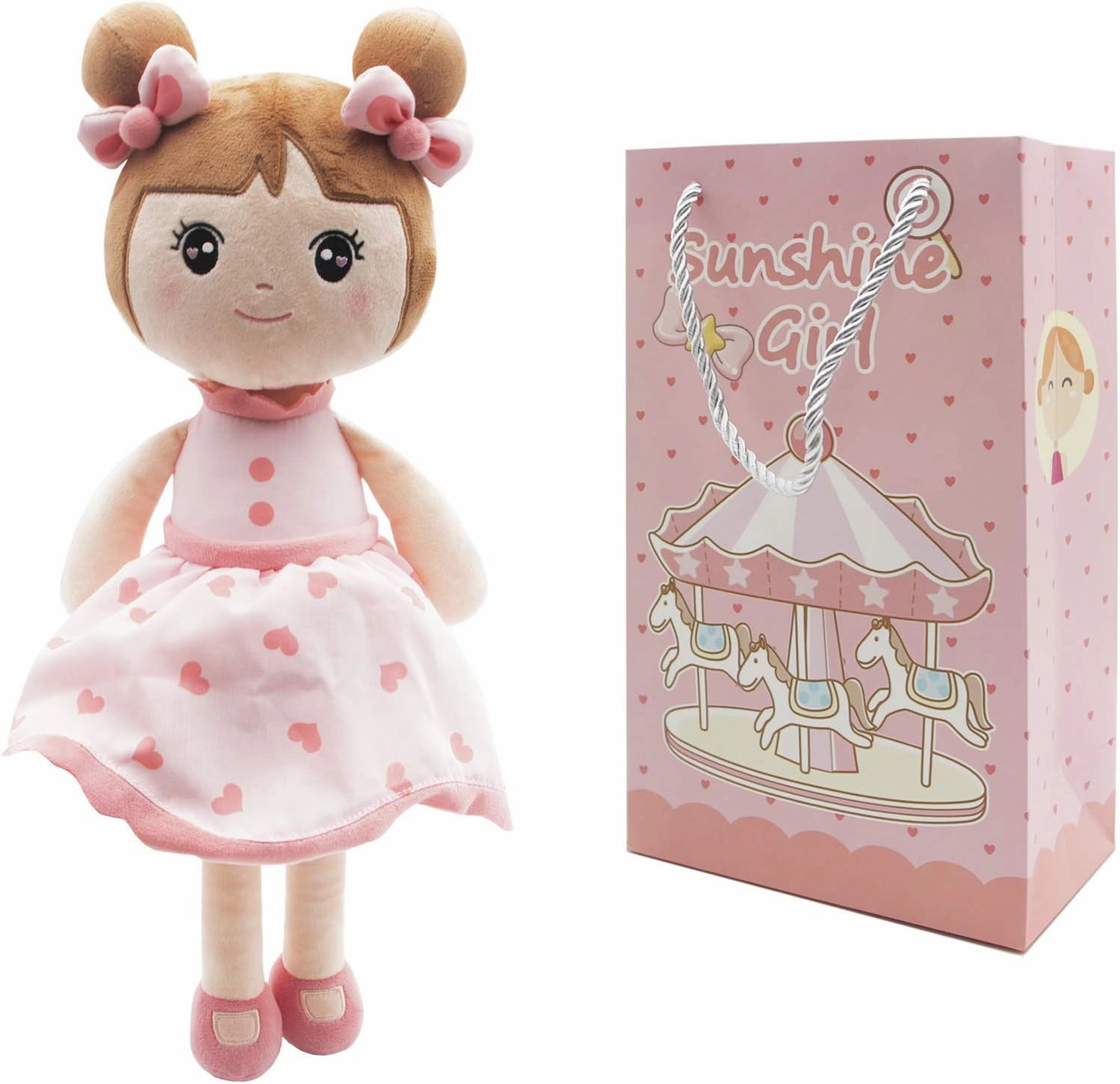 Maxshop 17'' Plush Dolls Baby Girl Toy Gifts Stuffed Doll Super Soft Plush Toy Pink with Gift Box (Pink Doll)