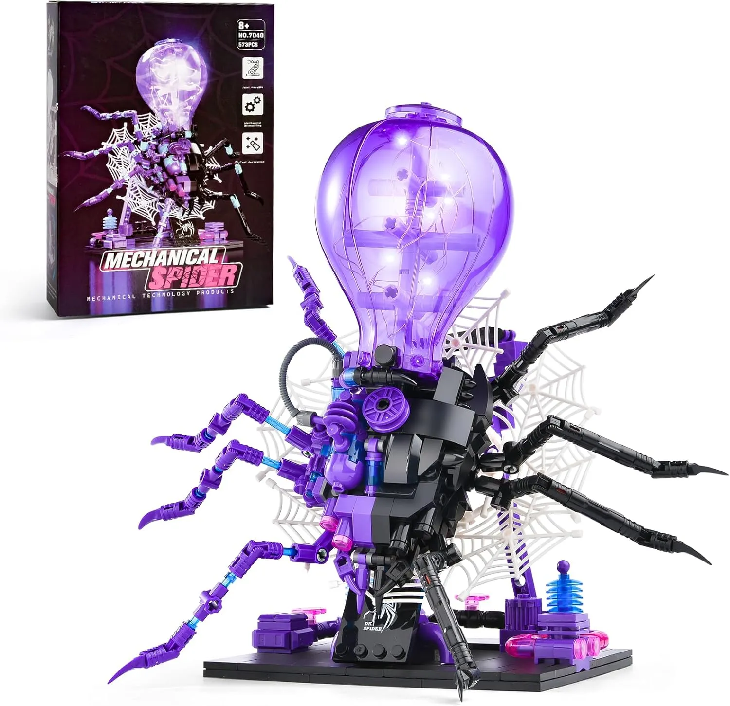 Mechanical Spider Building Set for Adults, Spiders Display Model for Man, Collection Spiders Toy with LED Light Home Decor, Insect Mechanical Spider Building Set for Adults Boys 8-12 (573PCS)